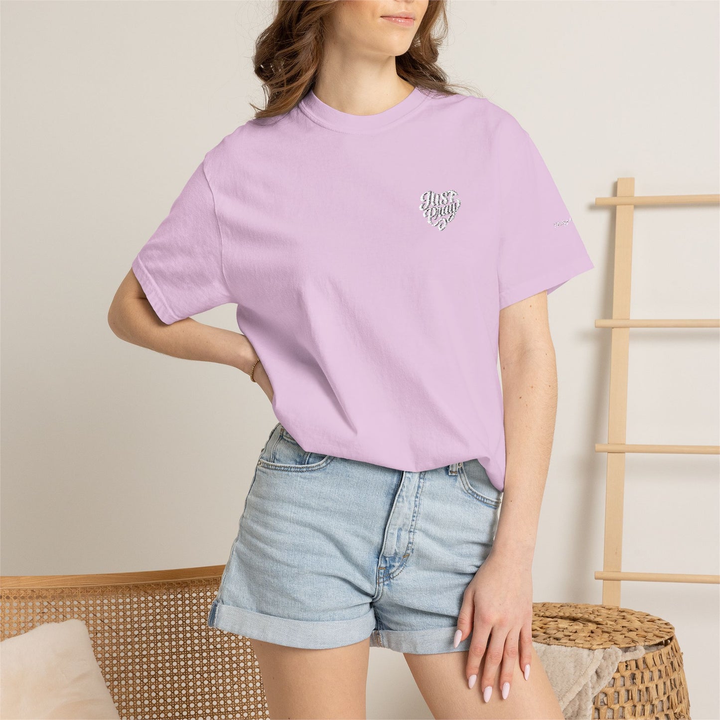 Just Pray- Heart Shaped- Embroidered Tee