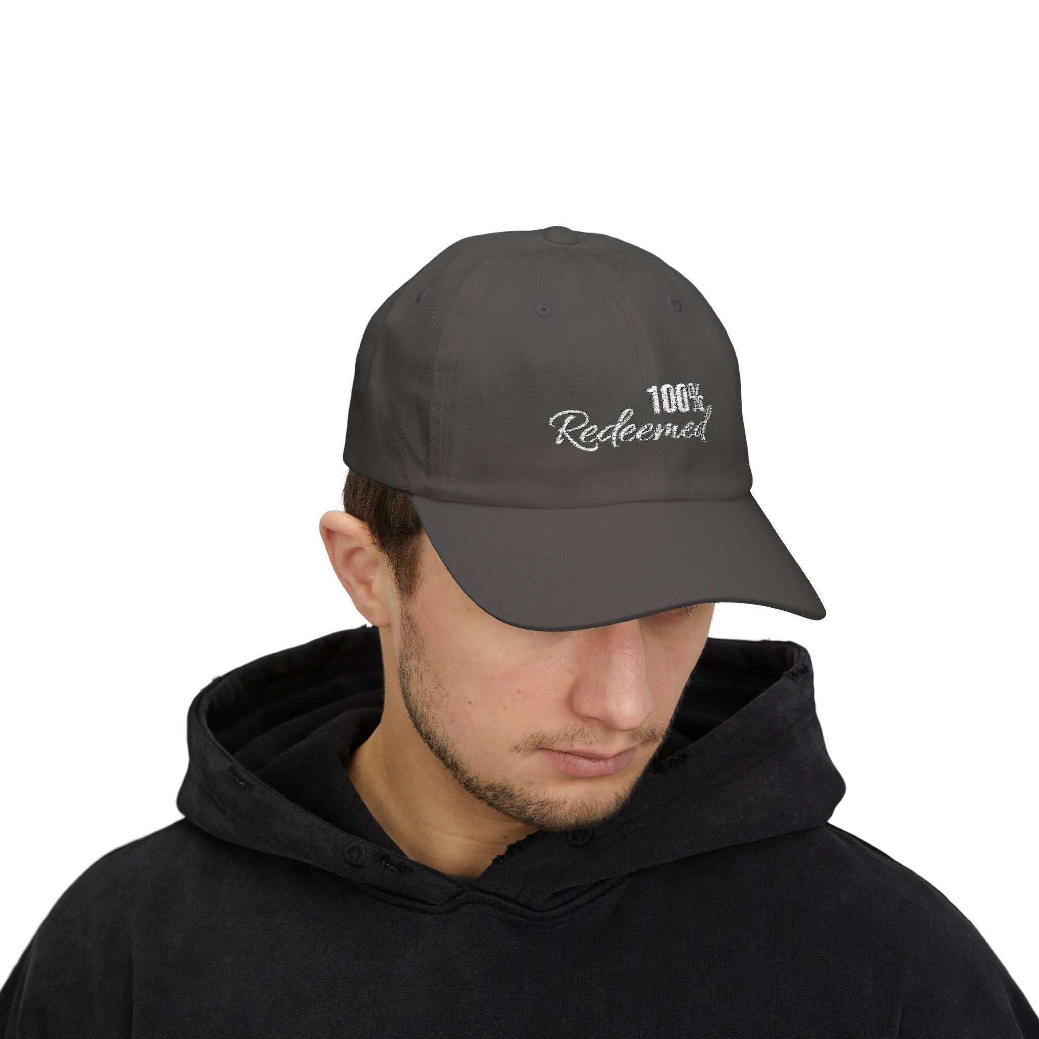 100% Redeemed Dad Cap — Embroidered Faith Baseball Hat (2 Cor 5:21)