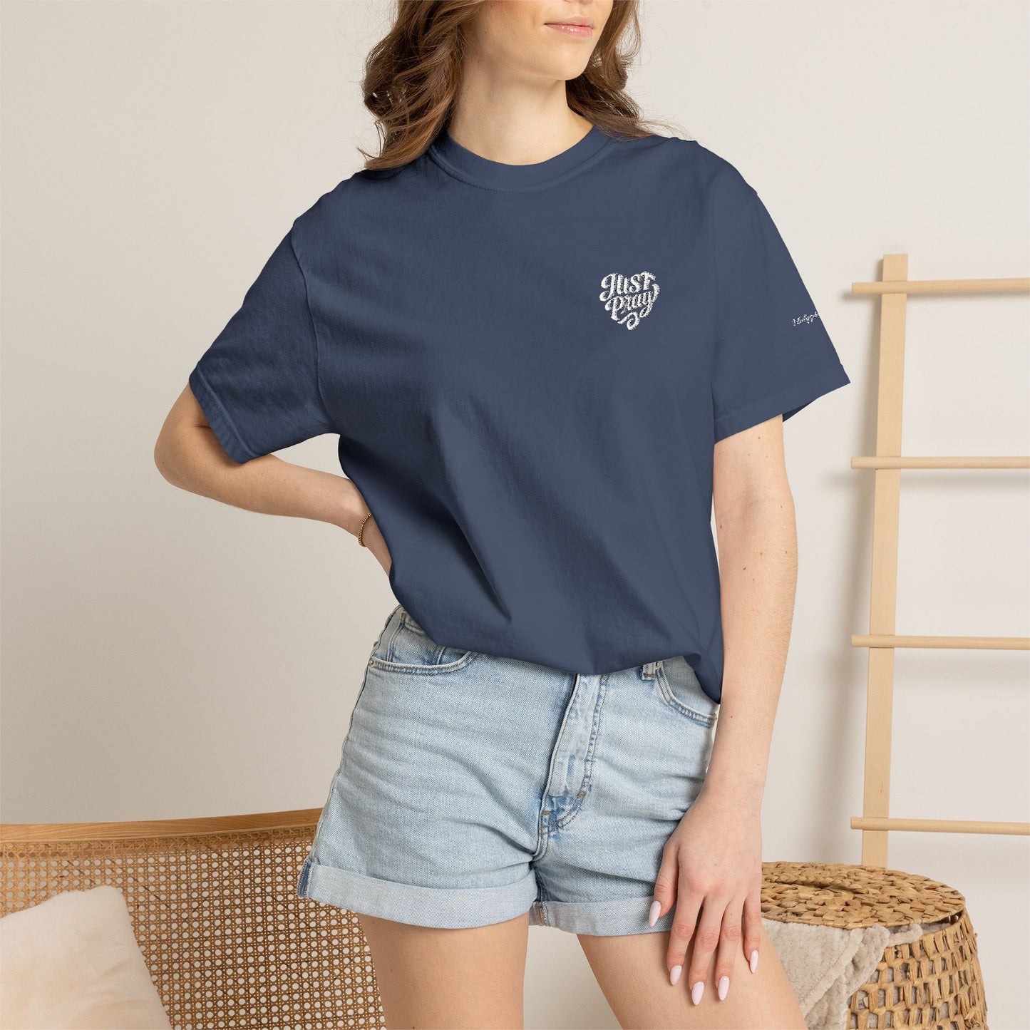 Just Pray- Heart Shaped- Embroidered Tee
