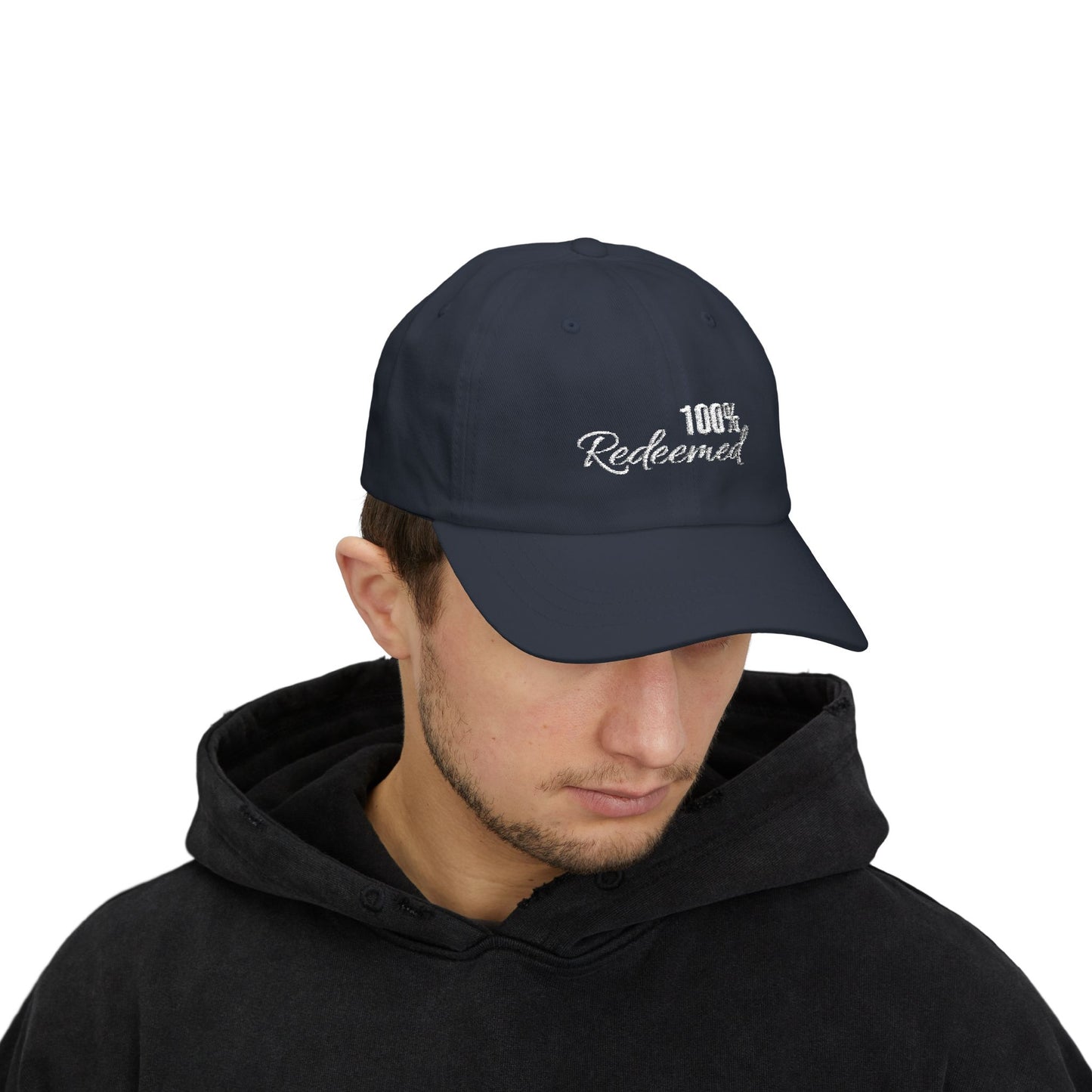 100% Redeemed Dad Cap — Embroidered Faith Baseball Hat (2 Cor 5:21)