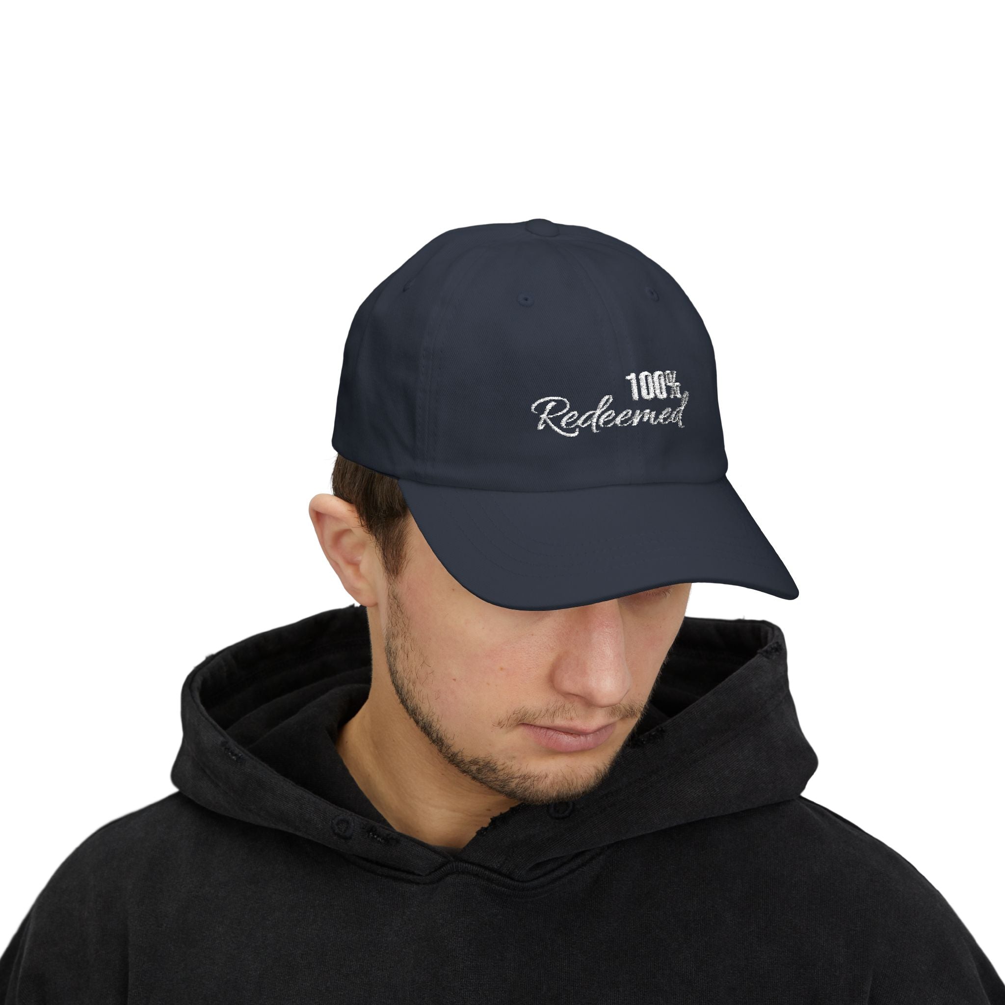 100% Redeemed Dad Cap — Embroidered Faith Baseball Hat (2 Cor 5:21)