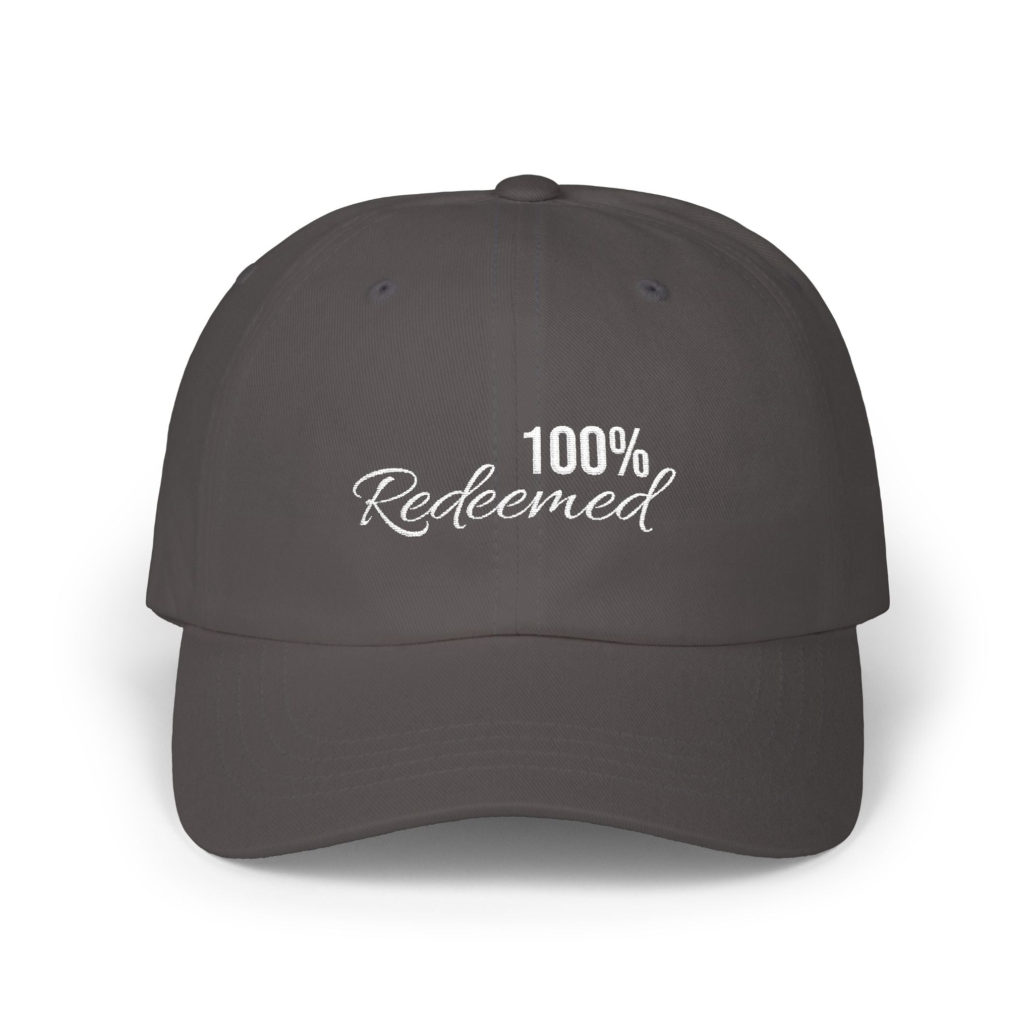 100% Redeemed Dad Cap — Embroidered Faith Baseball Hat (2 Cor 5:21)