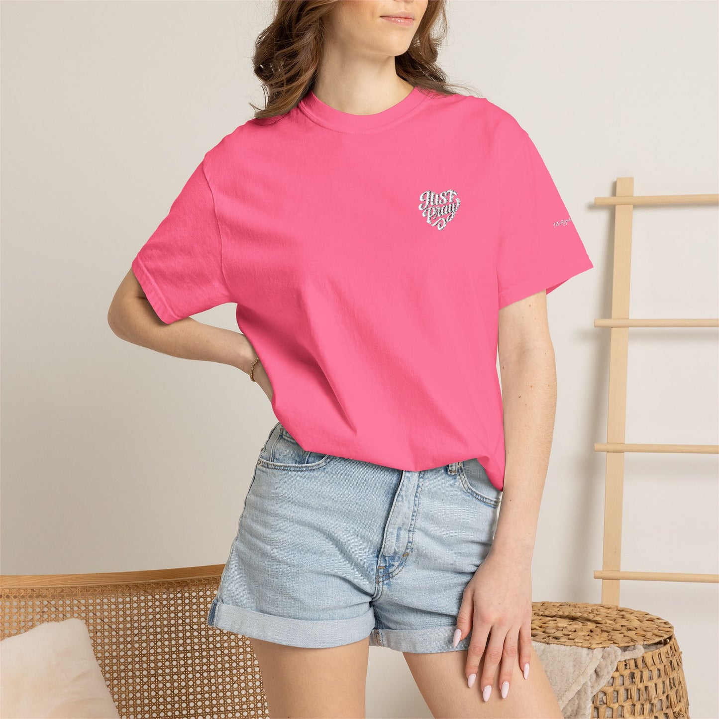 Just Pray- Heart Shaped- Embroidered Tee