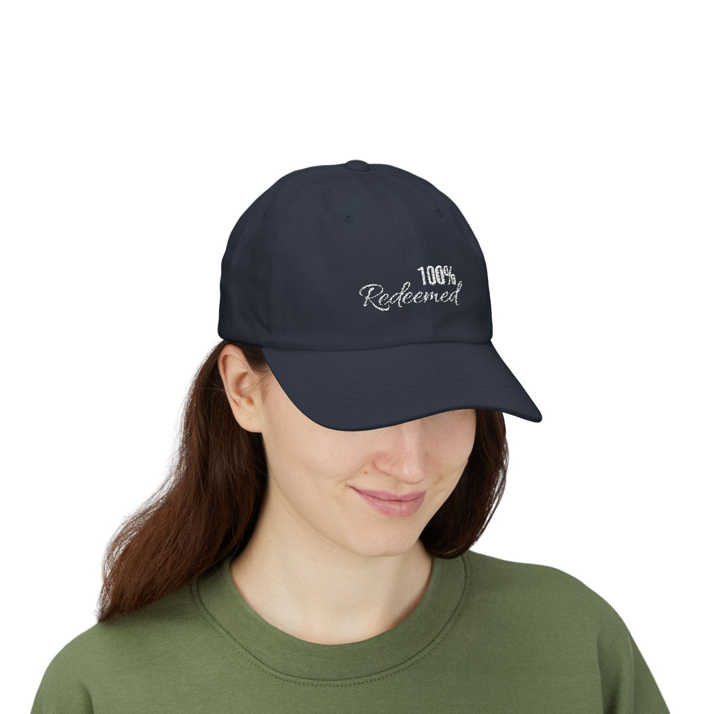 100% Redeemed Dad Cap — Embroidered Faith Baseball Hat (2 Cor 5:21)