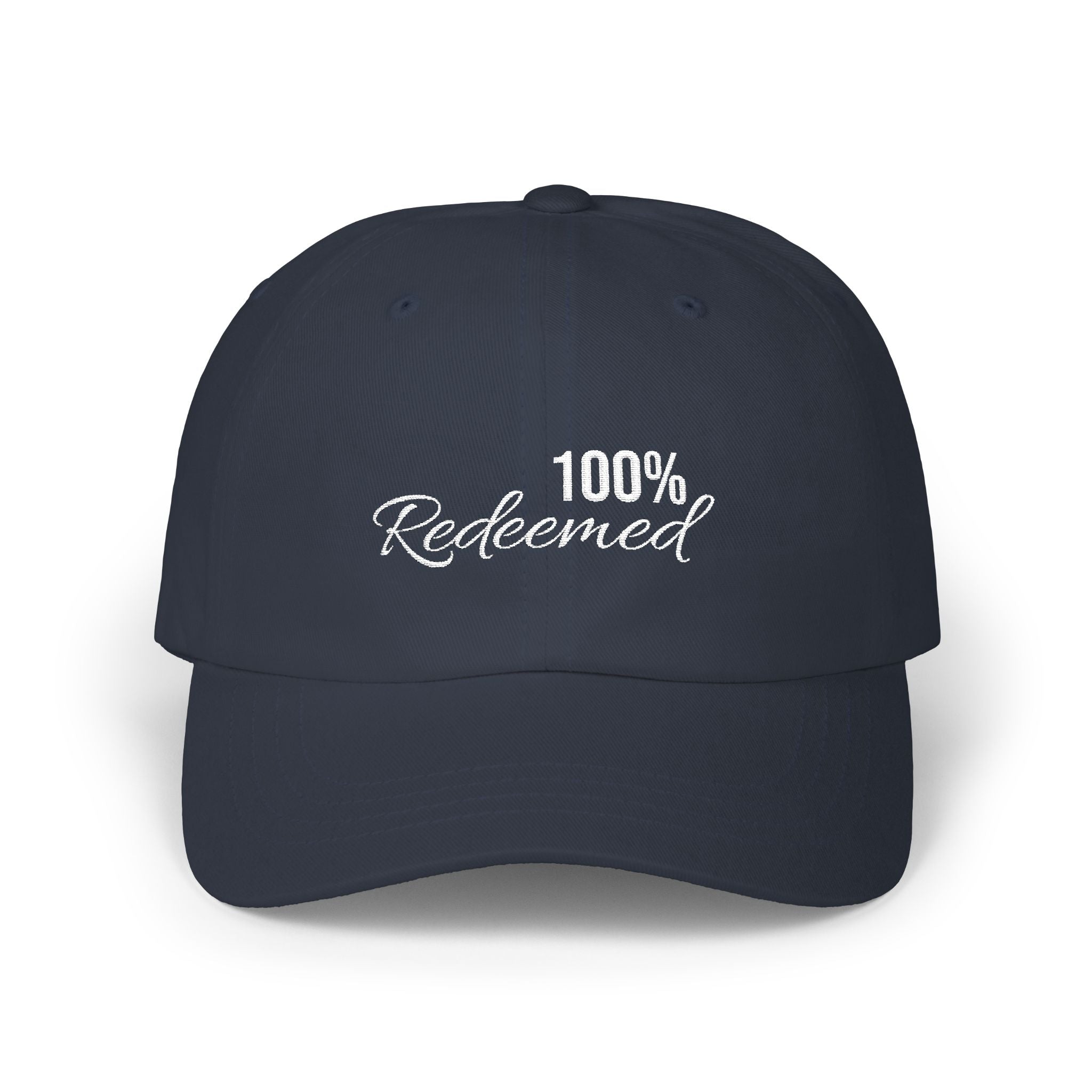 100% Redeemed Dad Cap — Embroidered Faith Baseball Hat (2 Cor 5:21)