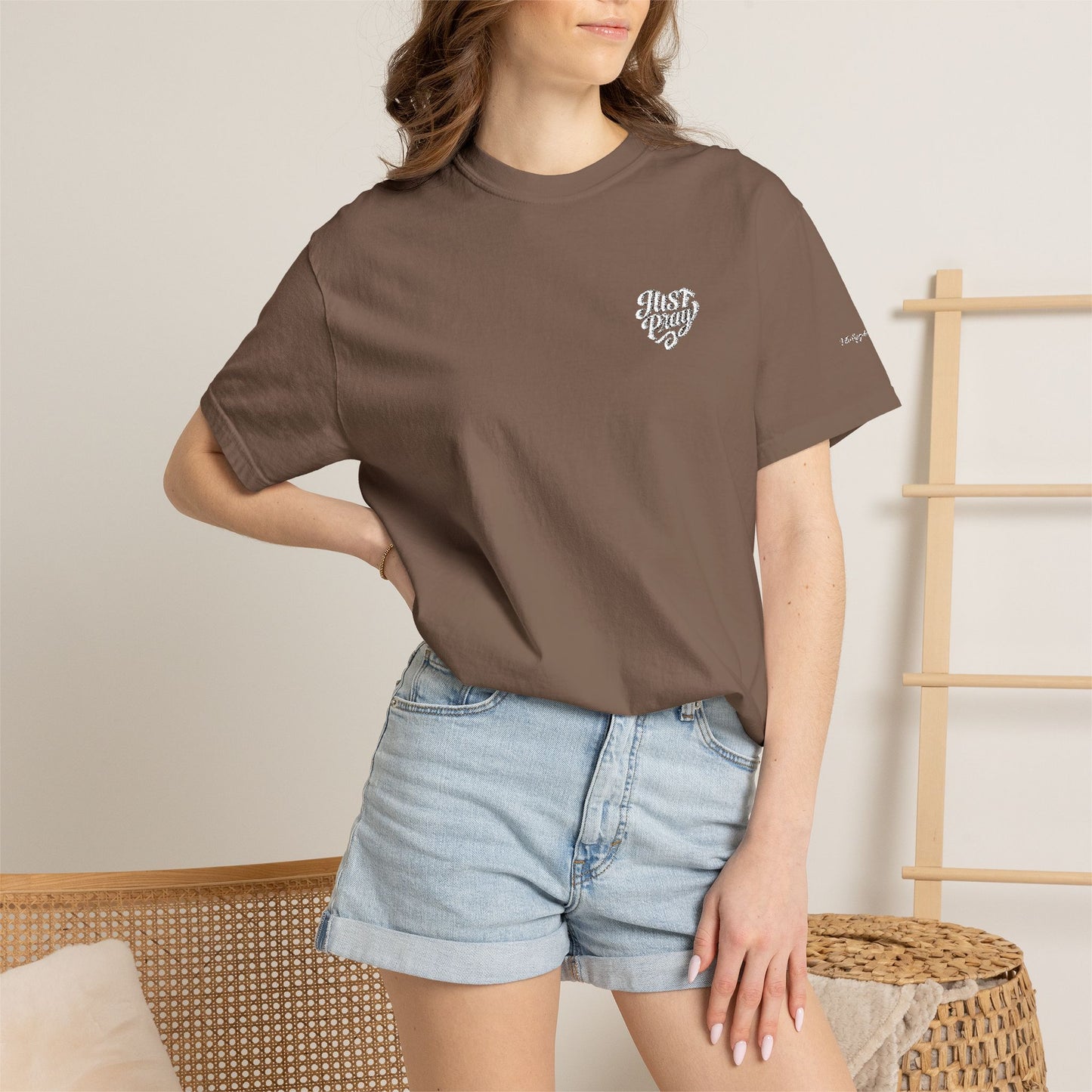 Just Pray- Heart Shaped- Embroidered Tee