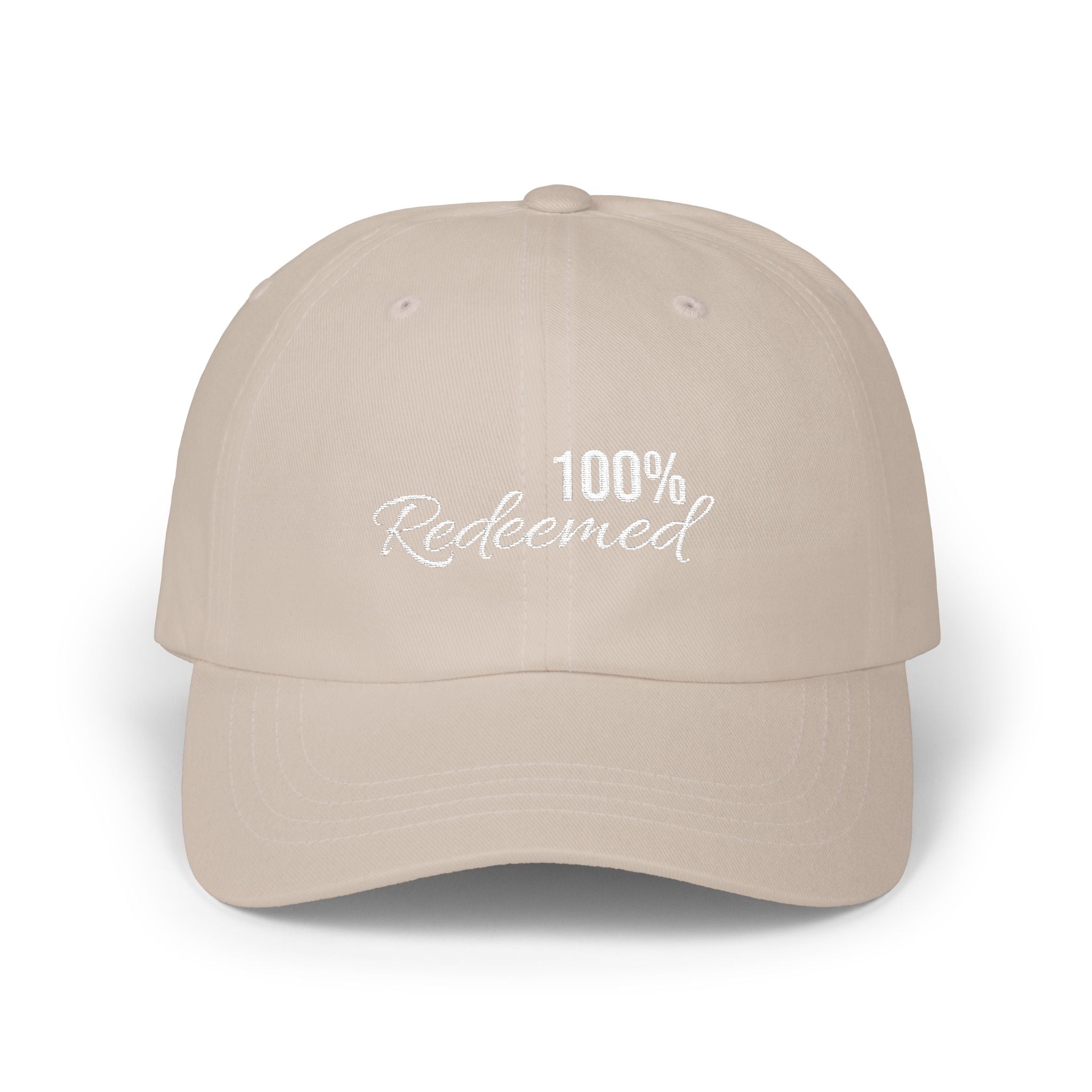 100% Redeemed Dad Cap — Embroidered Faith Baseball Hat (2 Cor 5:21)