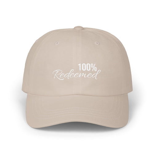 100% Redeemed Dad Cap — Embroidered Faith Baseball Hat (2 Cor 5:21)