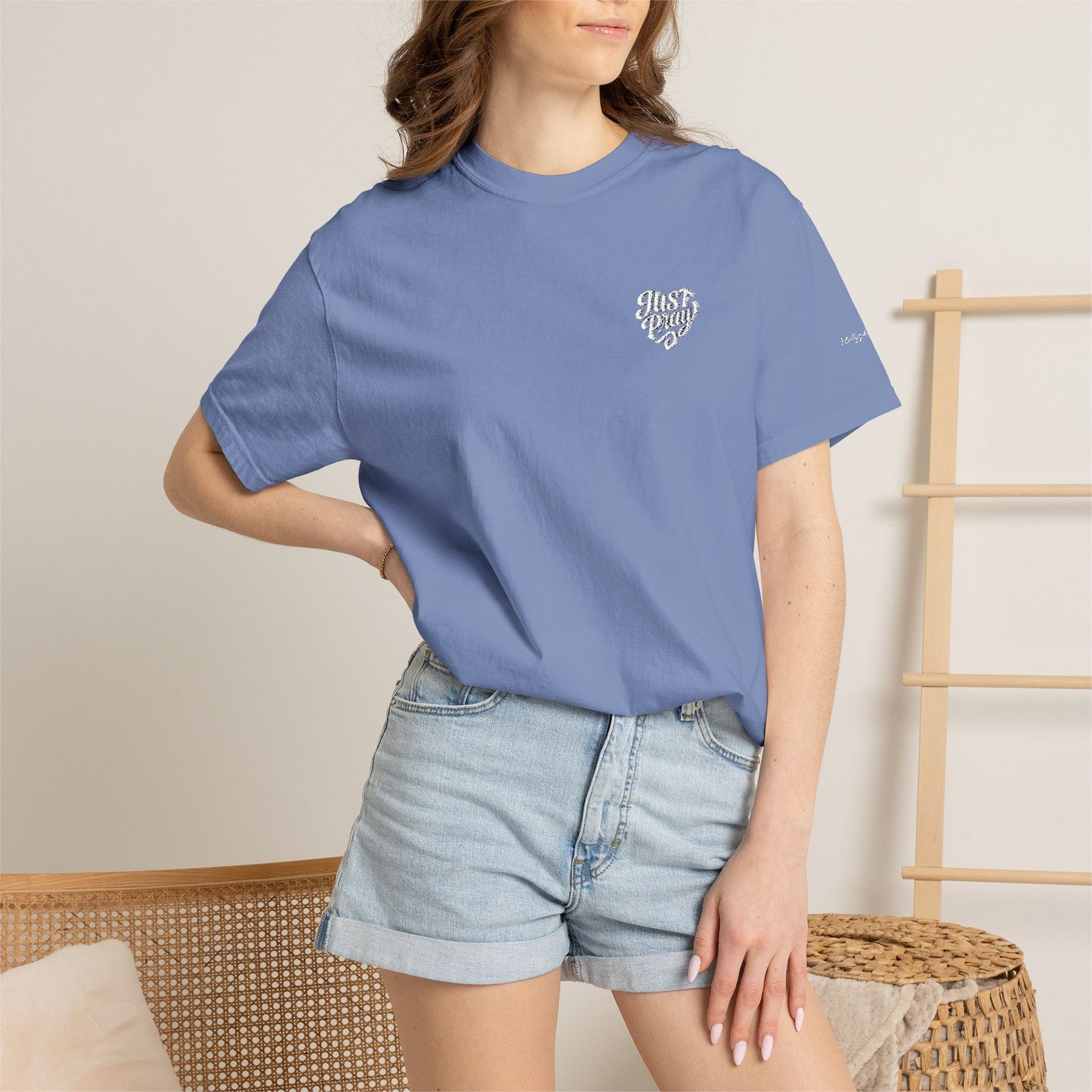Just Pray- Heart Shaped- Embroidered Tee